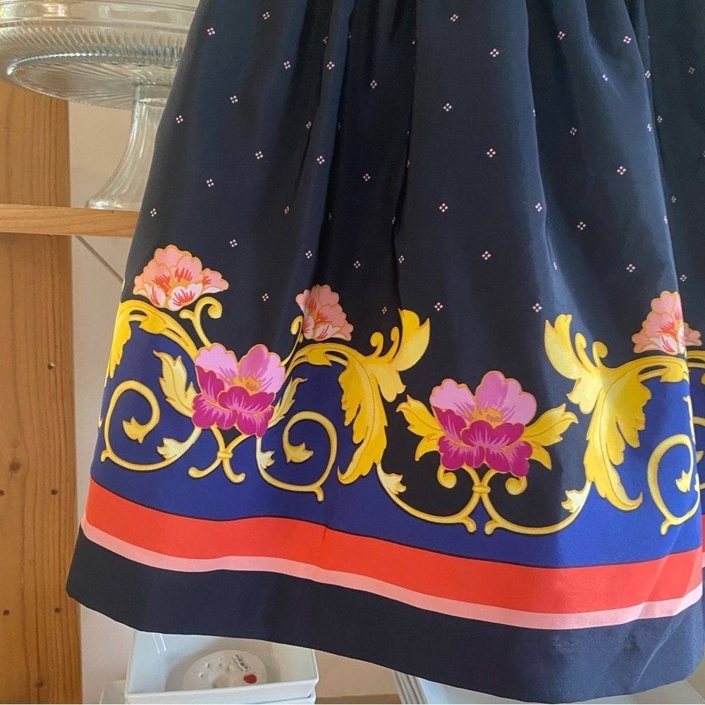 Janie and Jack Navy Blue Floral Scarf Border Dress 4t - Picture 7 of 12